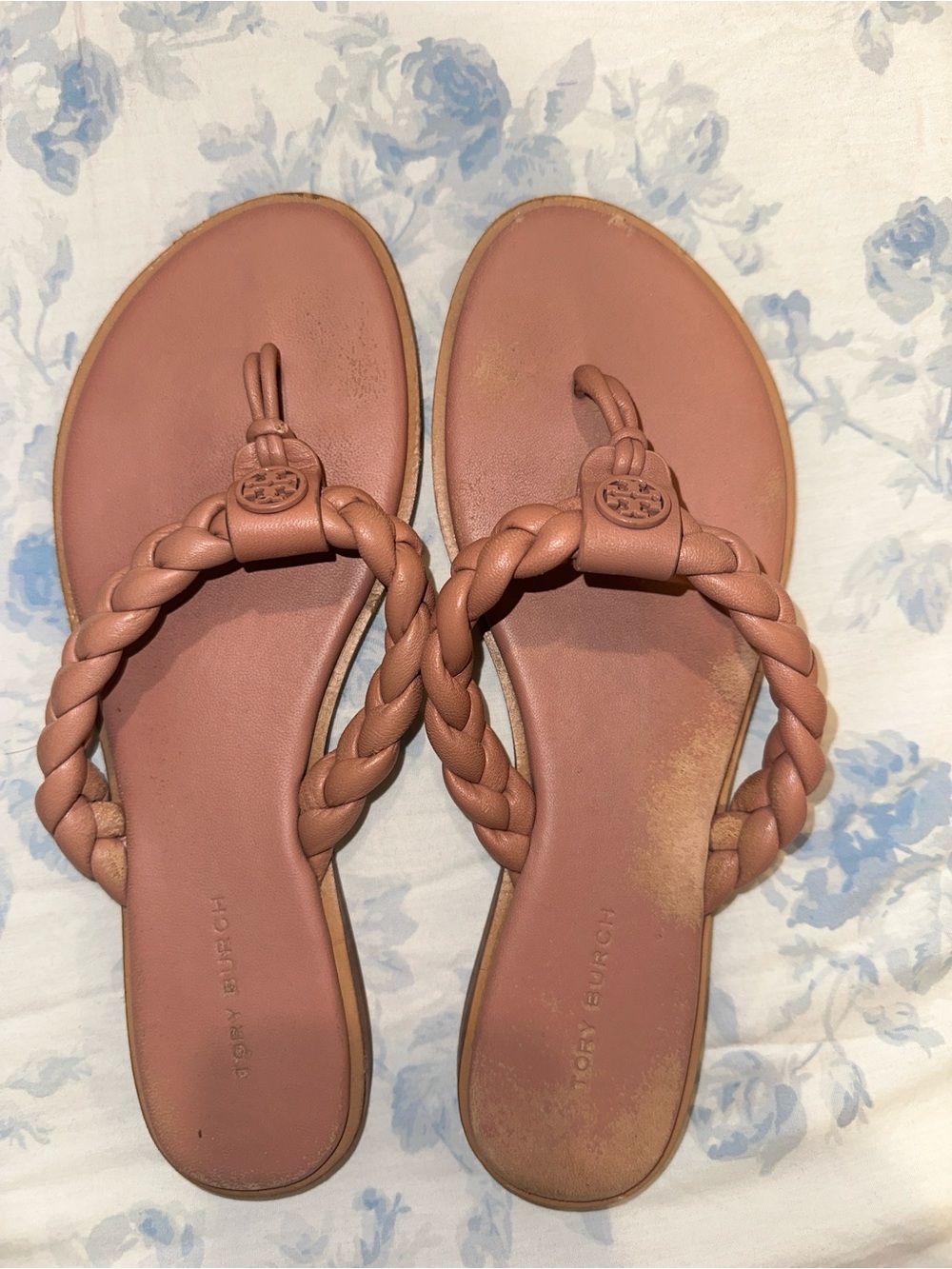 Tory Burch Dusty Rose Braided Leather Sandals